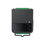 Coque en silicone avec sangle pour Galaxy Z Flip4 Black