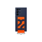 Coque en silicone pour Galaxy S22 Ultra avec sangle Bleu Marine