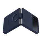 Coque en silicone avec anneau pour Galaxy Z Flip4 Bleu Marine – Image 5