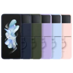 Coque en silicone avec anneau pour Galaxy Z Flip4 Bleu Marine – Image 7