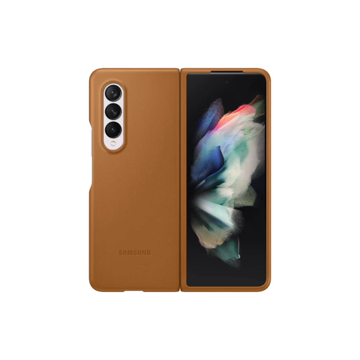 Étui en cuir pour Galaxy Z Fold3 5G Camel